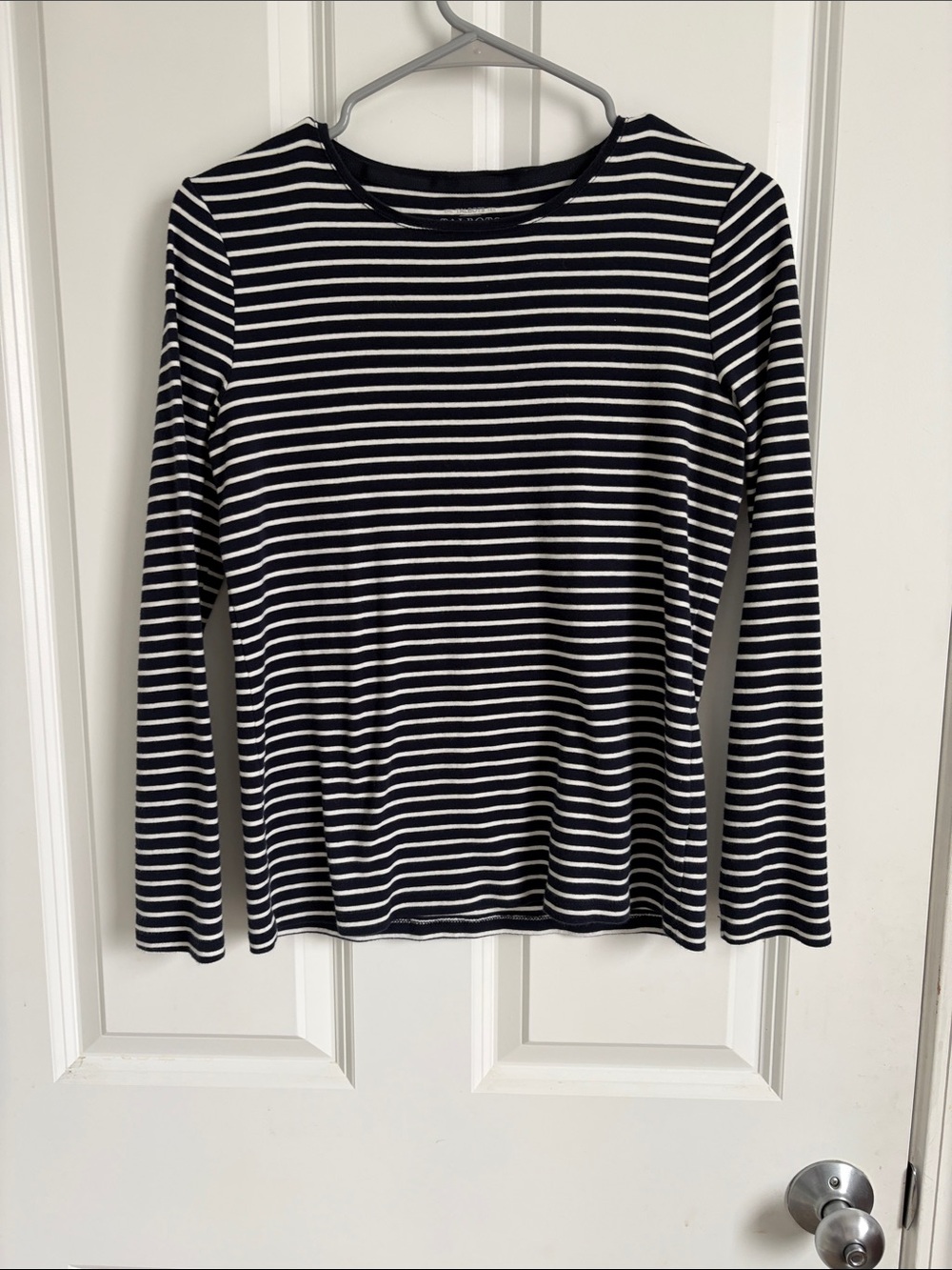 Talbots Black and White Striped Long-Sleeve Tee